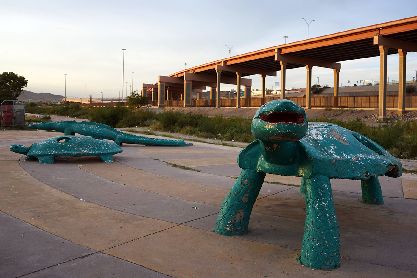 El Parque de las Tortugas, uno de los principales lugares de cruce de personas migrantes en Ciudad Juárez.